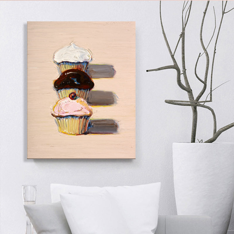 Brehn | Traditionelle Frucht-Cupcakes Malerei Rosa Texturierte Wandkunst Dekor für das Esszimmer