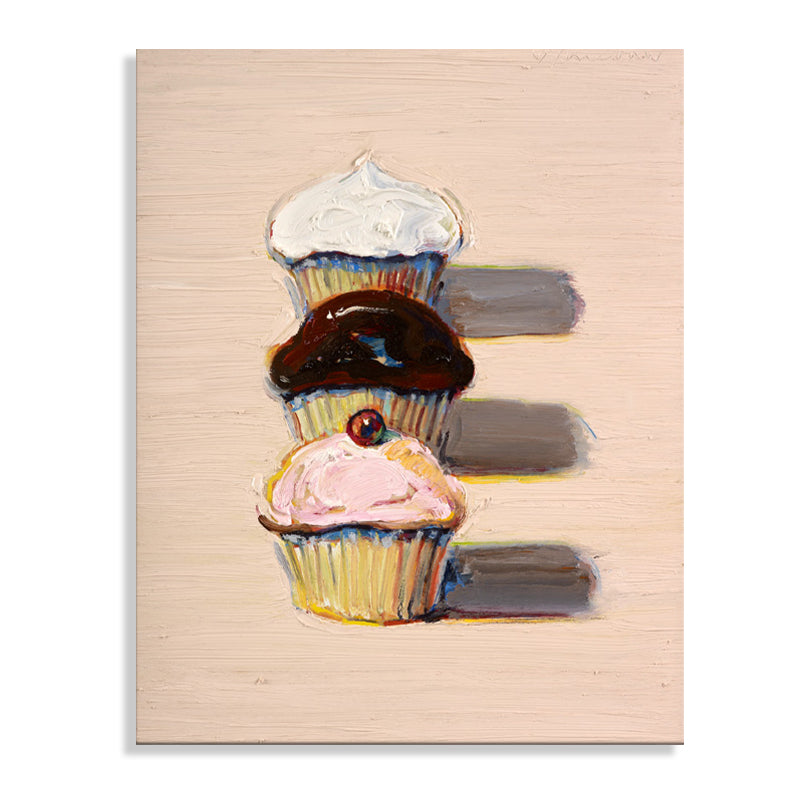 Brehn | Traditionelle Frucht-Cupcakes Malerei Rosa Texturierte Wandkunst Dekor für das Esszimmer
