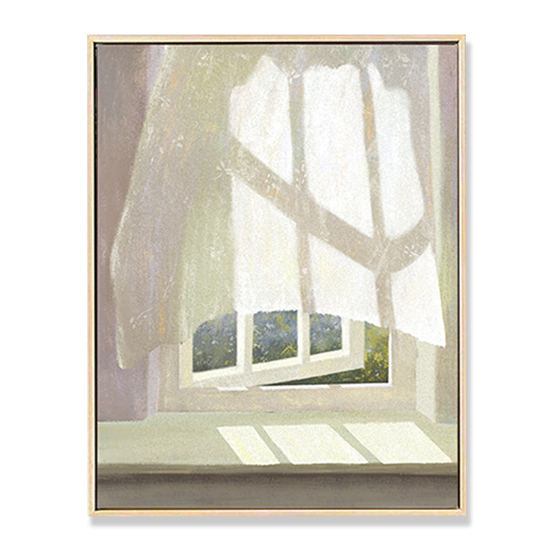 Brehn | Leinwand Texturiertes Wanddekor Traditionelle Blumen am Fenster Kunstdruck in Pastellfarbe