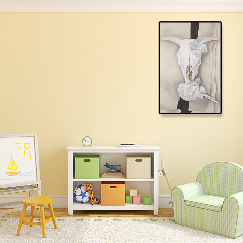 Brehn | Weißes Blumen Kunstdruck Texturiertes Landhaus Schlafzimmer Eingewickelte Leinwand (Mehrere Größen Verfügbar)