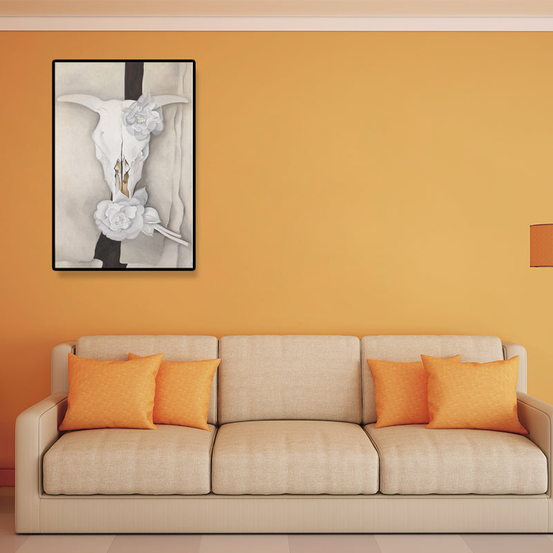 Brehn | Weißes Blumen Kunstdruck Texturiertes Landhaus Schlafzimmer Eingewickelte Leinwand (Mehrere Größen Verfügbar)