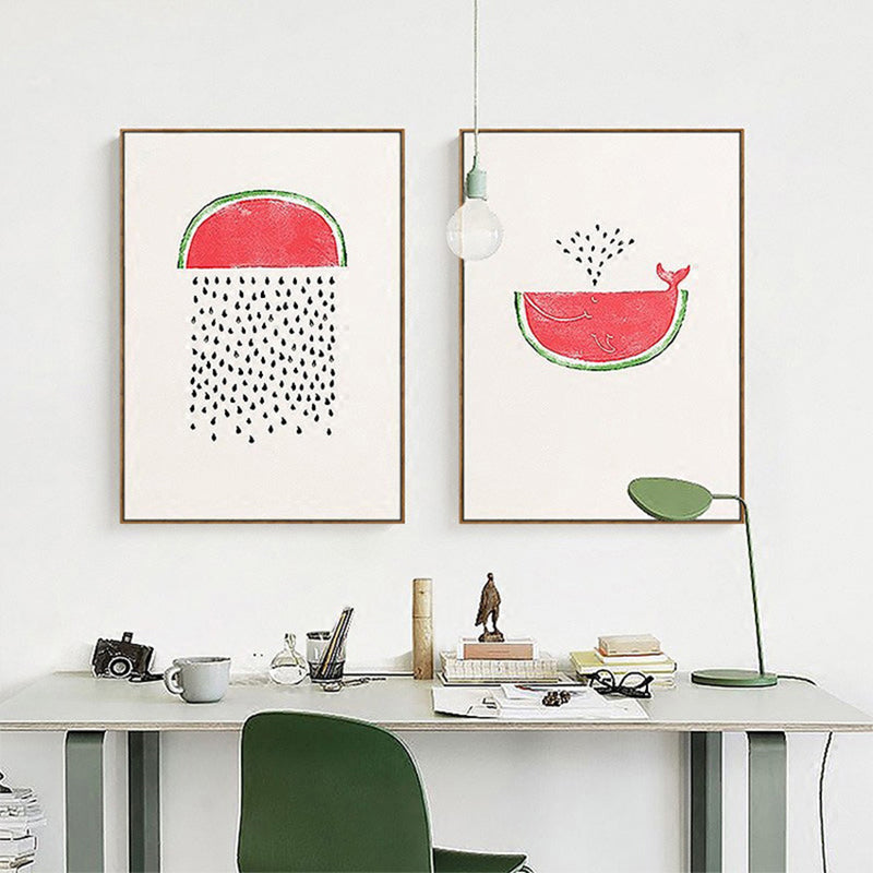 Brehn | Pink Wassermelonenmuster Leinwand Texturiertes Wandkunst Druck für Schlafzimmer, Verschiedene Größen