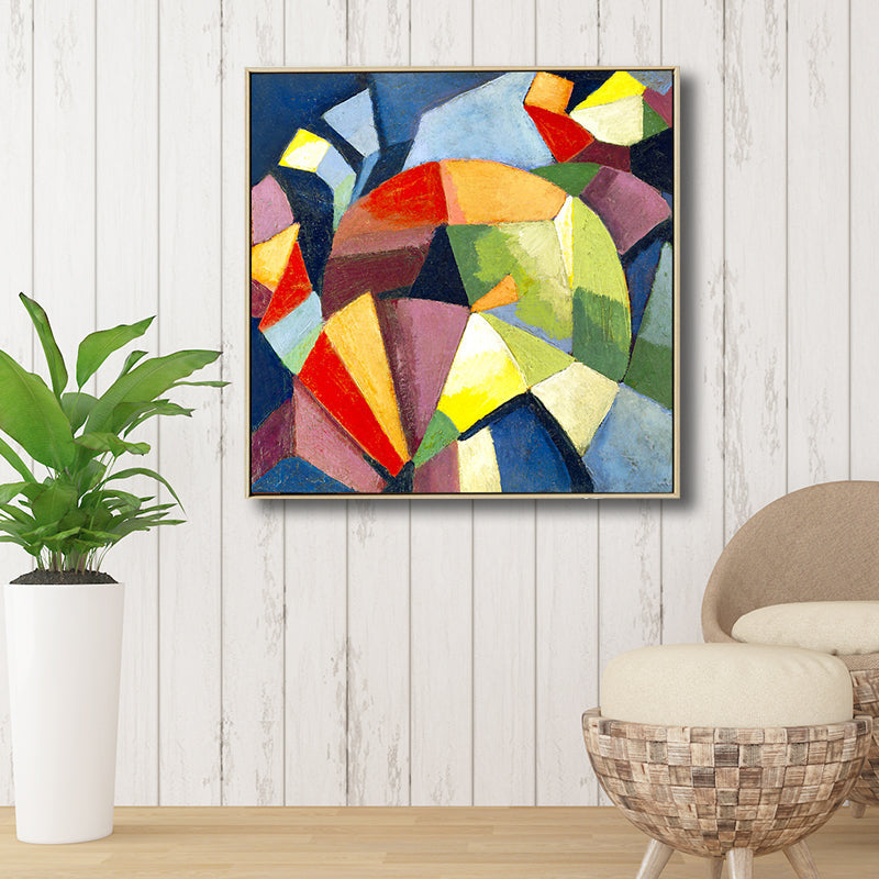 Brehn | Texturiertes geometrisches Kunstdruck-Leinwand Ländliche quadratische Malerei in Pastellfarbe für das Wohnzimmer