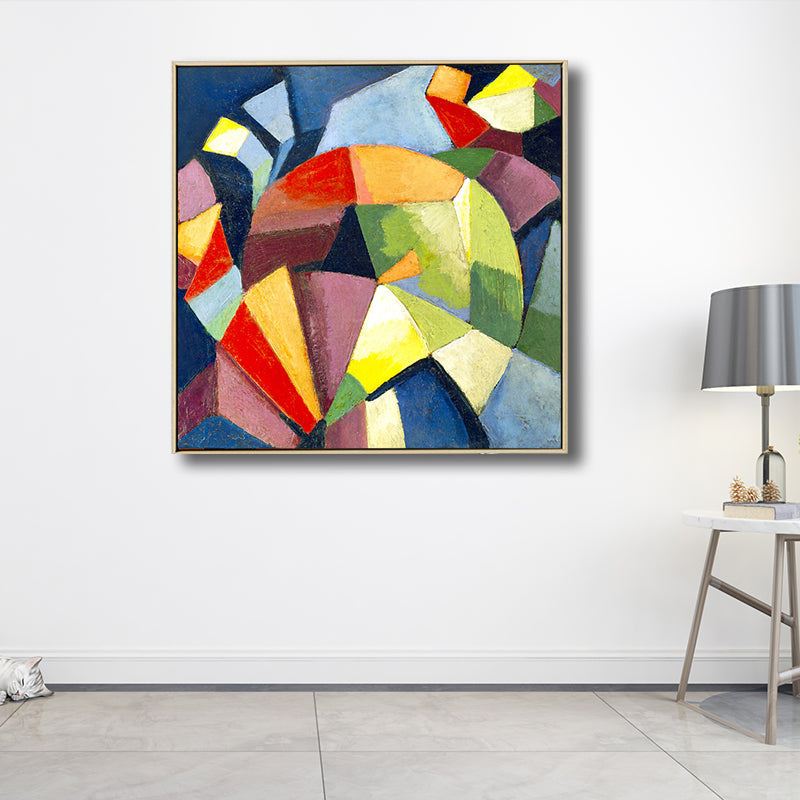 Brehn | Texturiertes geometrisches Kunstdruck-Leinwand Ländliche quadratische Malerei in Pastellfarbe für das Wohnzimmer