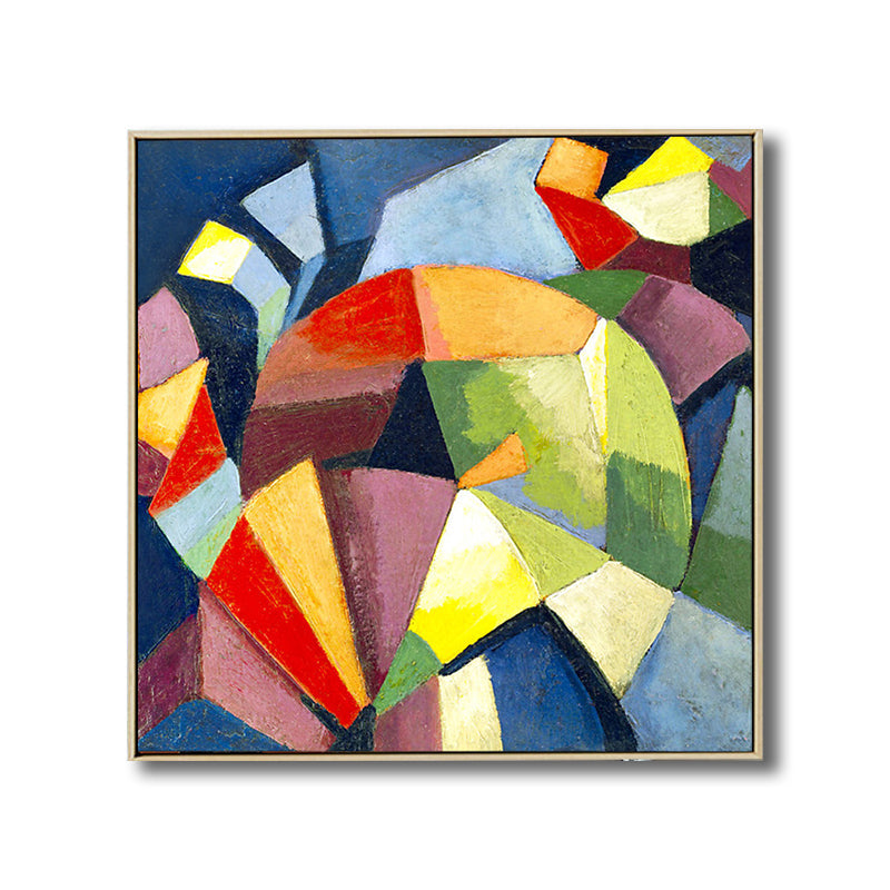 Brehn | Texturiertes geometrisches Kunstdruck-Leinwand Ländliche quadratische Malerei in Pastellfarbe für das Wohnzimmer