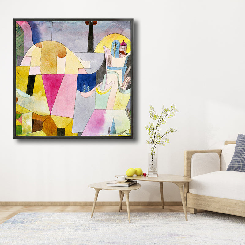 Brehn | Texturiertes geometrisches Kunstdruck-Leinwand Ländliche quadratische Malerei in Pastellfarbe für das Wohnzimmer