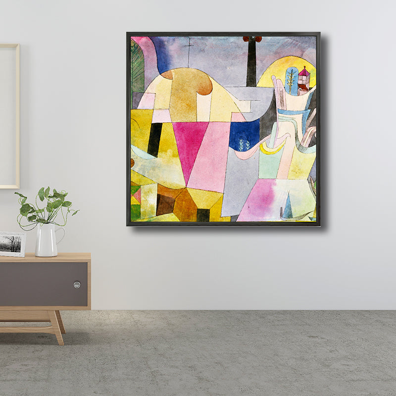 Brehn | Texturiertes geometrisches Kunstdruck-Leinwand Ländliche quadratische Malerei in Pastellfarbe für das Wohnzimmer