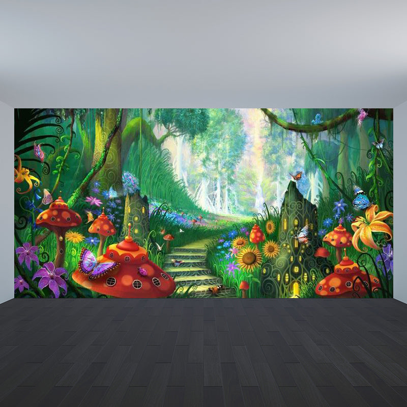 Brehn | Groene Wonderland Wandmuur Decal Vochtbestendig Kinderstijl Slaapkamer Wandkunst