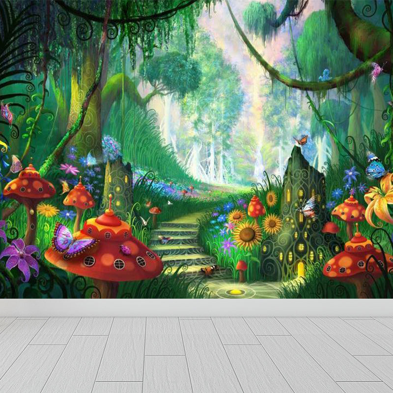 Brehn | Groene Wonderland Wandmuur Decal Vochtbestendig Kinderstijl Slaapkamer Wandkunst