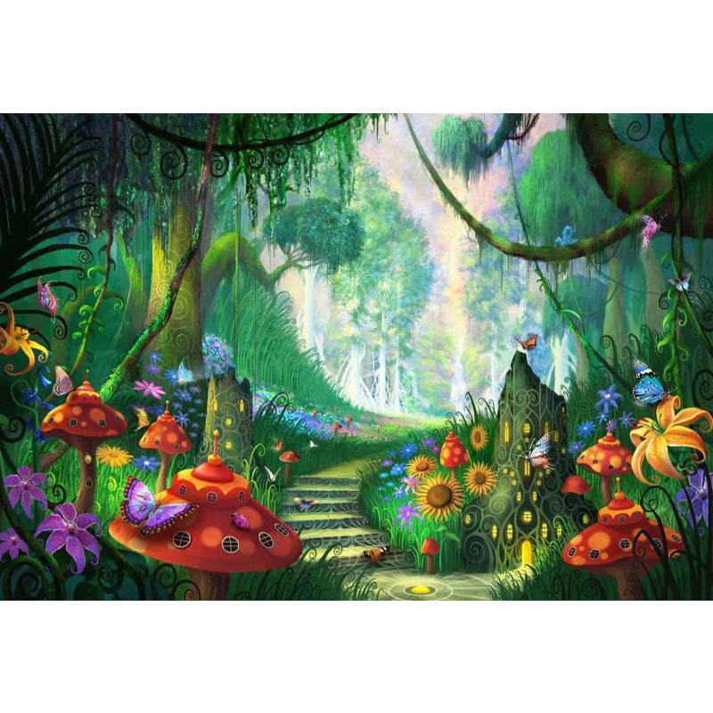 Brehn | Groene Wonderland Wandmuur Decal Vochtbestendig Kinderstijl Slaapkamer Wandkunst