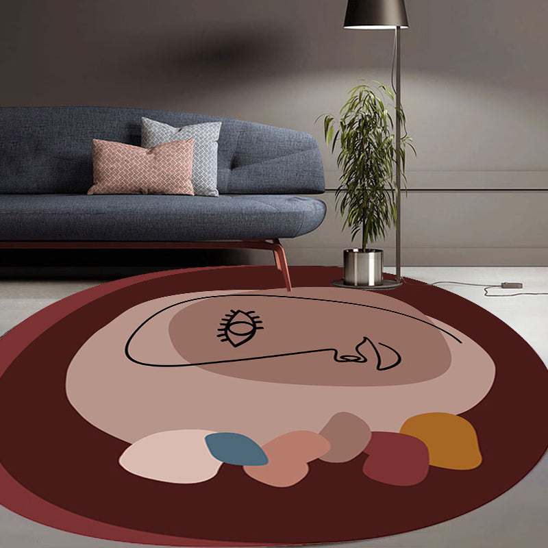 Brehn | Eenvoudig Nieuwigheid Onregelmatige Tapijt in Bruin Abstract Gezicht Patroon Tapijt Polyester Vlekbestendige Vloerkleed voor Huisdecoratie