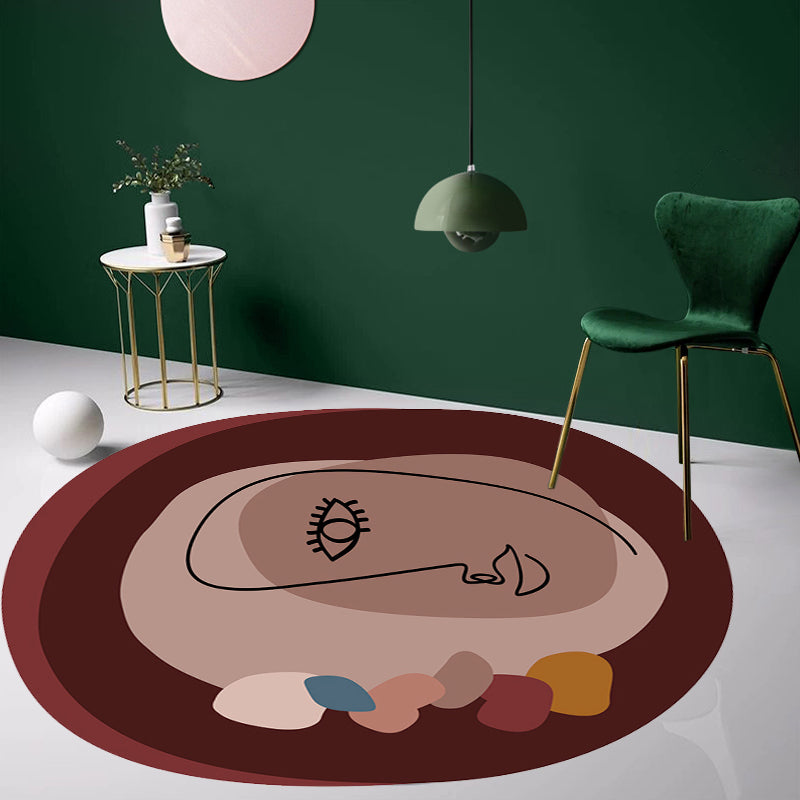 Brehn | Eenvoudig Nieuwigheid Onregelmatige Tapijt in Bruin Abstract Gezicht Patroon Tapijt Polyester Vlekbestendige Vloerkleed voor Huisdecoratie