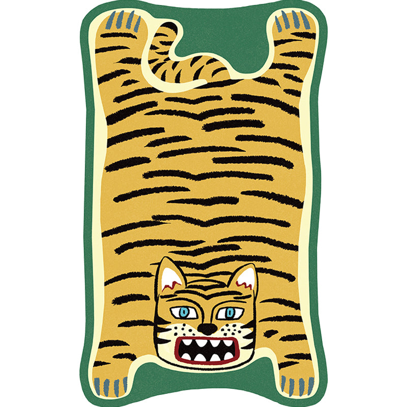 Brehn | Gelber und brauner unregelmäßiger Teppich Kinderzimmer Tier Tiger Leopard Löwe Muster Bereichsteppich Polyester schmutzabweisender Teppich