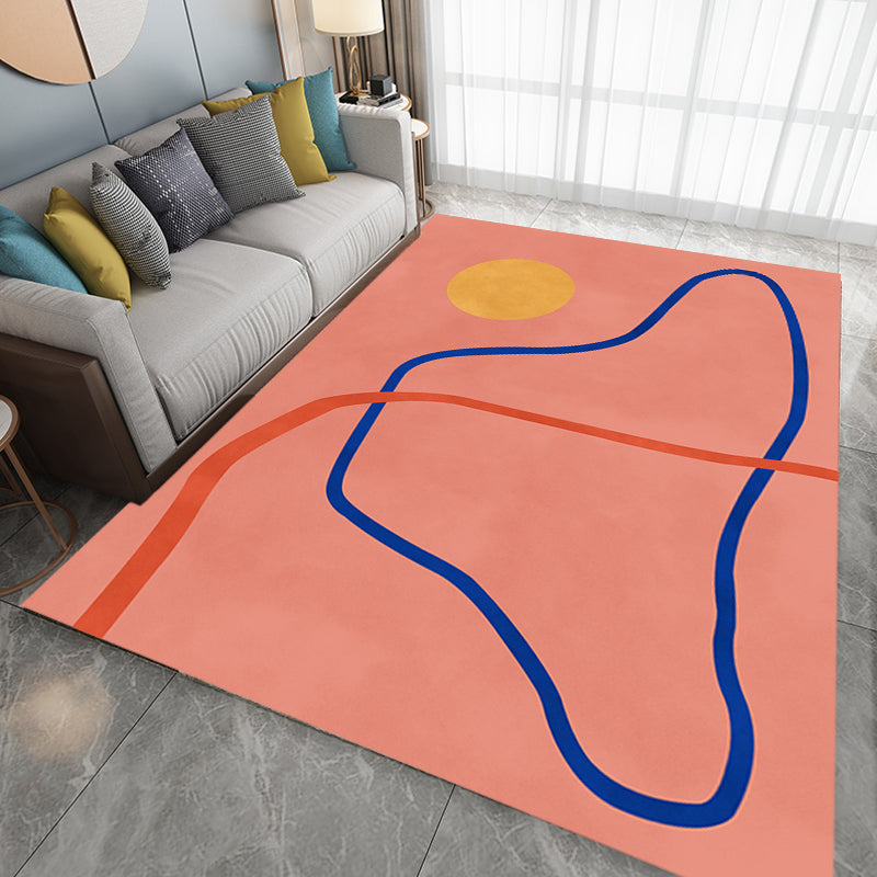 Brehn | Bijzondere Abstract Tapijt Roze en Geel Polyester Tapijt Antislip Achterkant Huisdier Vriendelijk gebied Tapijt voor Woonkamer