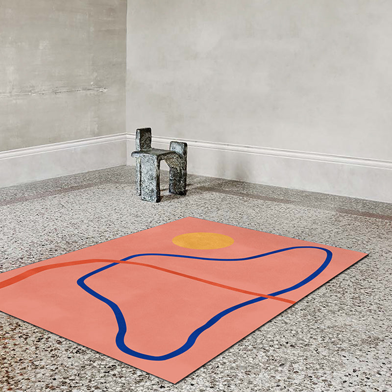 Brehn | Bijzondere Abstract Tapijt Roze en Geel Polyester Tapijt Antislip Achterkant Huisdier Vriendelijk gebied Tapijt voor Woonkamer