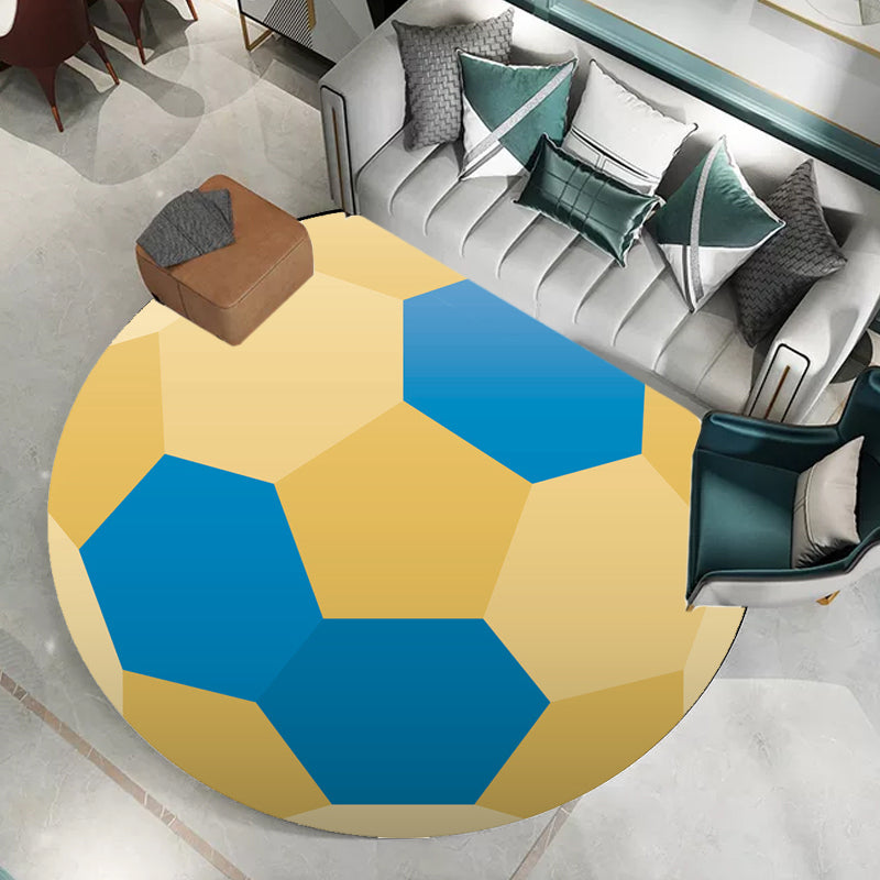 Brehn | Stijlvolle Sportmotief tapijt Oranje Multikleurig Kinder tapijt Polyester Huisdiervriendelijk Wasbare tapijt voor de kinderkamer
