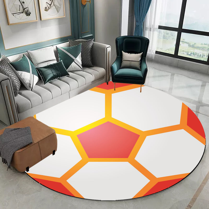 Brehn | Stijlvolle Sportmotief tapijt Oranje Multikleurig Kinder tapijt Polyester Huisdiervriendelijk Wasbare tapijt voor de kinderkamer