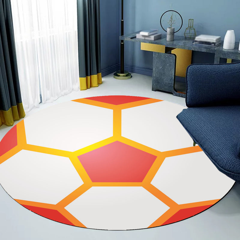 Brehn | Stijlvolle Sportmotief tapijt Oranje Multikleurig Kinder tapijt Polyester Huisdiervriendelijk Wasbare tapijt voor de kinderkamer