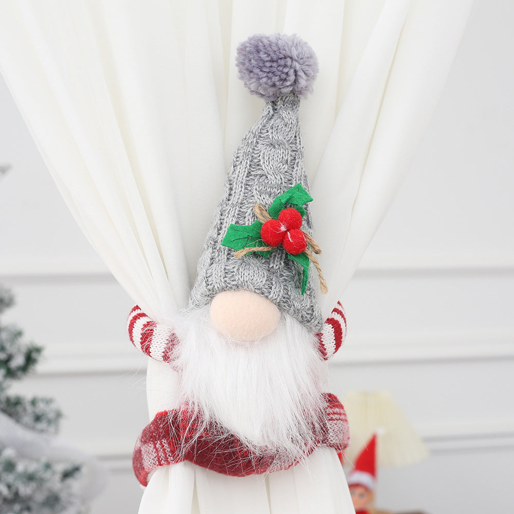 Weihnachtlicher Wichtel-Vorhanghalter aus Strick