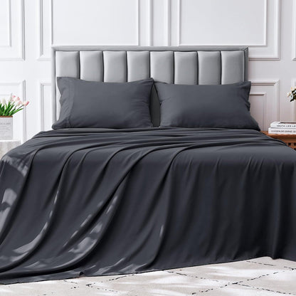 4-teilige weiche kühlende Bettlaken für Queen-Size: 14" tiefes Taschen, Luxus-Hotel-Qualität, schrumpf- und ausbleichbeständig, pflegeleichtes Bettlaken-Set | Brehn