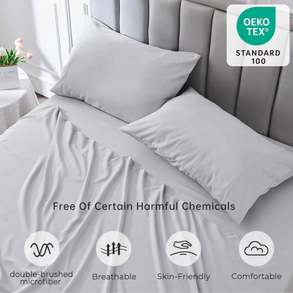 4-teilige weiche kühlende Bettlaken für Queen-Size: 14" tiefes Taschen, Luxus-Hotel-Qualität, schrumpf- und ausbleichbeständig, pflegeleichtes Bettlaken-Set | Brehn