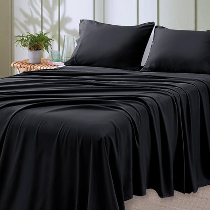4-teilige weiche kühlende Bettlaken für Queen-Size: 14" tiefes Taschen, Luxus-Hotel-Qualität, schrumpf- und ausbleichbeständig, pflegeleichtes Bettlaken-Set | Brehn