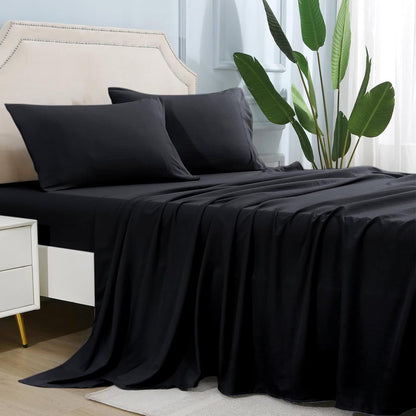 4-teilige weiche kühlende Bettlaken für Queen-Size: 14" tiefes Taschen, Luxus-Hotel-Qualität, schrumpf- und ausbleichbeständig, pflegeleichtes Bettlaken-Set | Brehn
