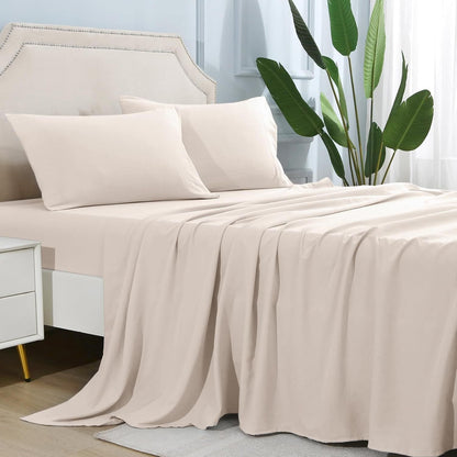 4-teilige weiche kühlende Bettlaken für Queen-Size: 14" tiefes Taschen, Luxus-Hotel-Qualität, schrumpf- und ausbleichbeständig, pflegeleichtes Bettlaken-Set | Brehn