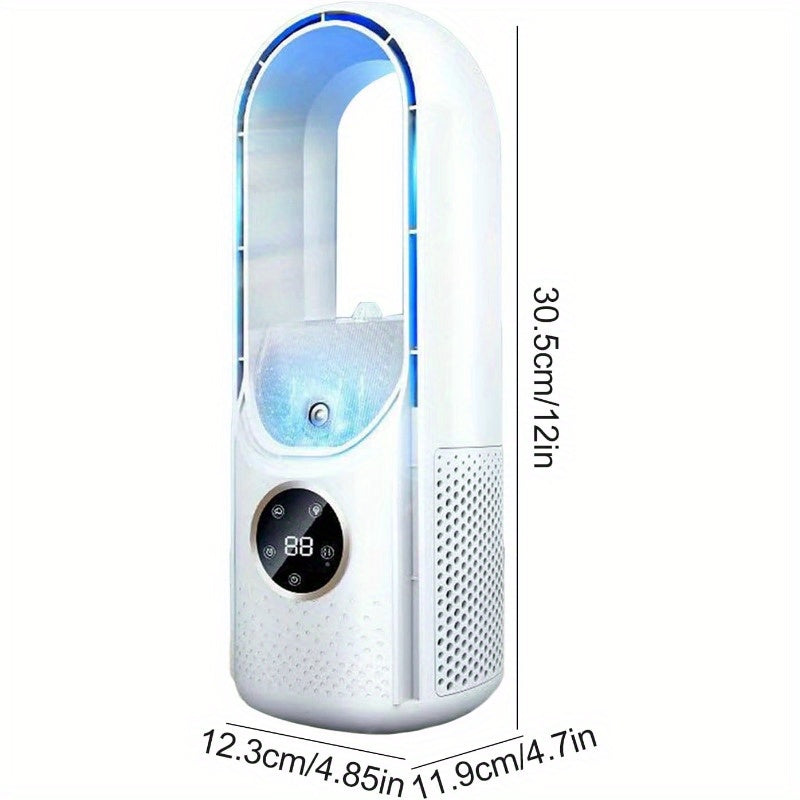 Tragbarer bladeless Ventilator mit Nachtlicht – 6-Gang Luftbefeuchter und -reiniger, leiser USB-Schreibtischkühler für Schlafzimmer und Räume | Brehn