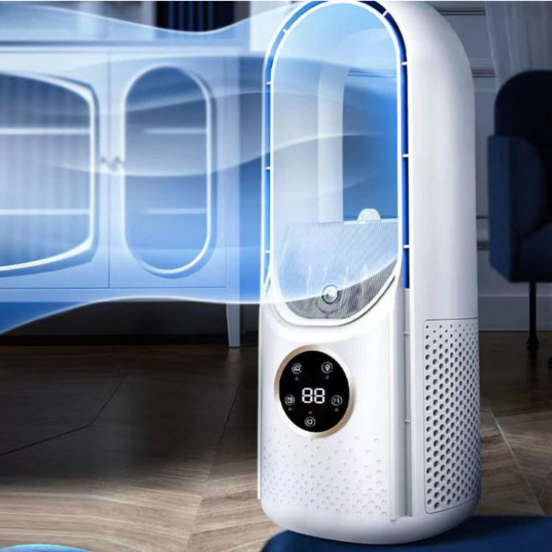 Tragbarer bladeless Ventilator mit Nachtlicht – 6-Gang Luftbefeuchter und -reiniger, leiser USB-Schreibtischkühler für Schlafzimmer und Räume | Brehn