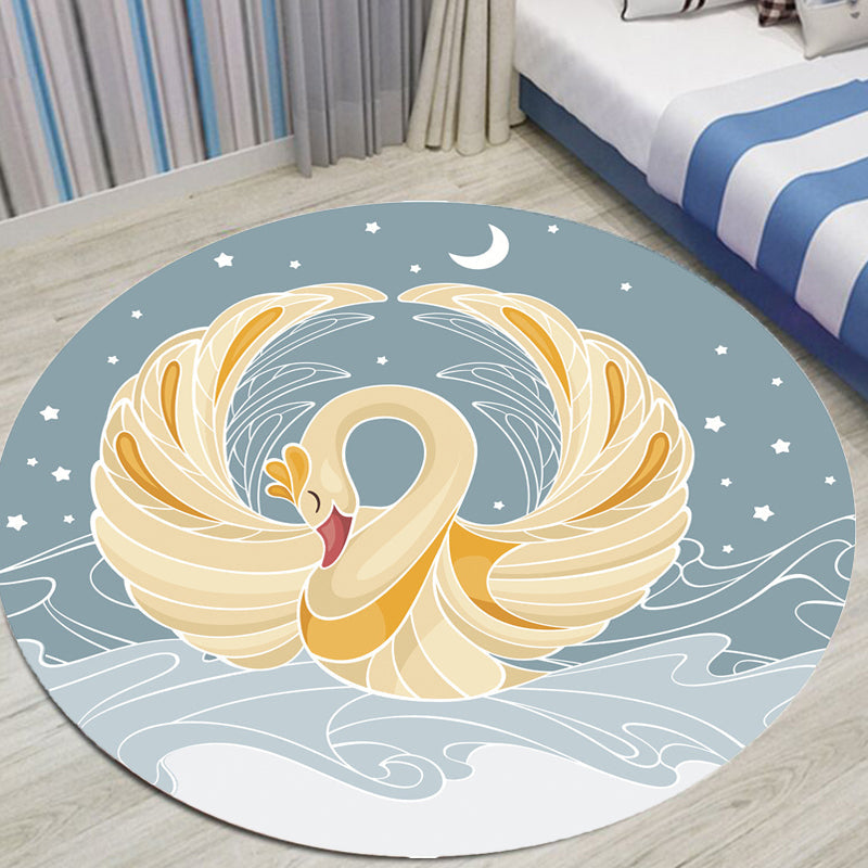 Brehn | Grijs en Geel Kids Tapijt Polyester Cartoon Zwaan Patroon Tapijt Huisdieren Vriendelijk Wasbaar Antislip Onderkant Tapijt voor Decoratie