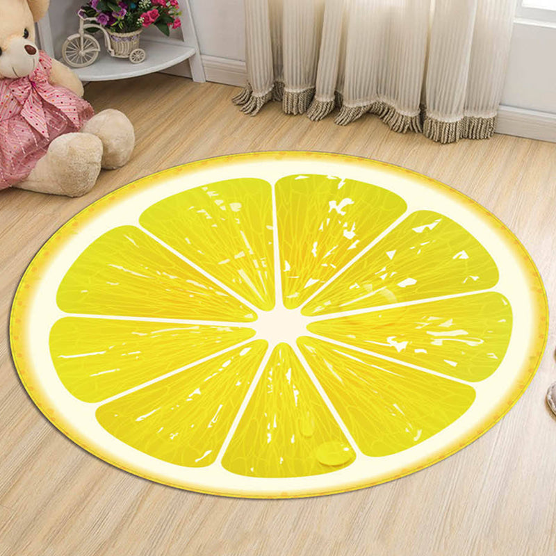 Brehn | Kinderen Fruitpatroon Tapijt Geel en Groen Polyester Tapijt Wasbaar Diervriendelijk Antislip Gebied Tapijt voor Kinderkamer