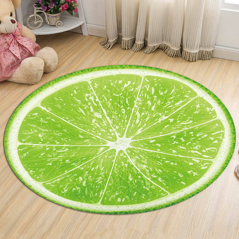 Brehn | Kinderen Fruitpatroon Tapijt Geel en Groen Polyester Tapijt Wasbaar Diervriendelijk Antislip Gebied Tapijt voor Kinderkamer