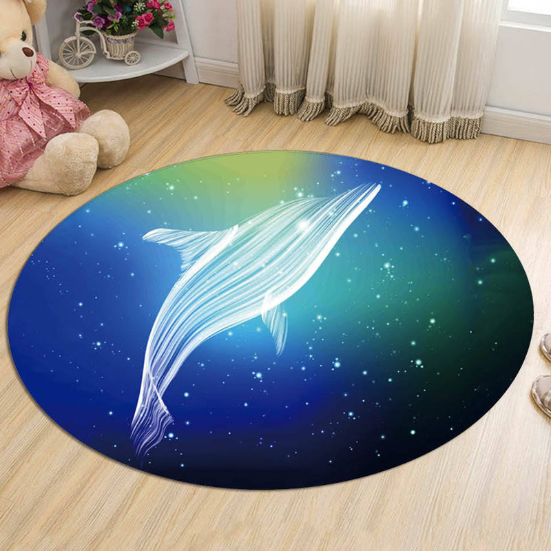 Brehn | Nordic Galaxy Muster Teppich Schwarz und Blau Kinder Teppich Polyester Tierfreundlich Waschbar Teppich für Kinderzimmer
