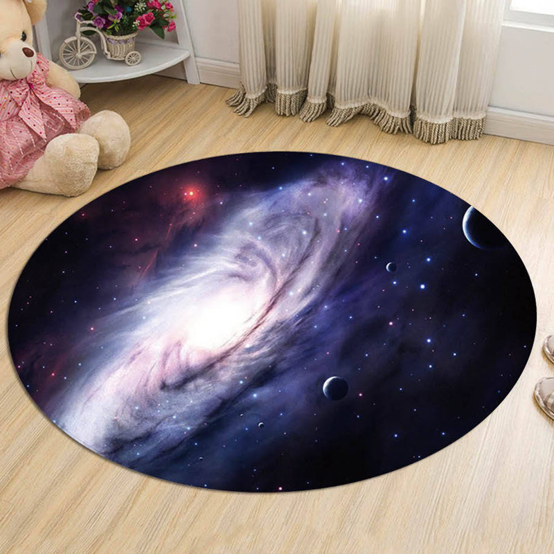 Brehn | Nordic Galaxy Muster Teppich Schwarz und Blau Kinder Teppich Polyester Tierfreundlich Waschbar Teppich für Kinderzimmer