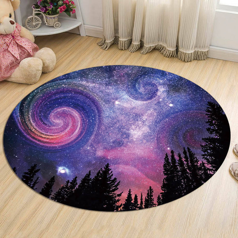 Brehn | Nordic Galaxy Muster Teppich Schwarz und Blau Kinder Teppich Polyester Tierfreundlich Waschbar Teppich für Kinderzimmer
