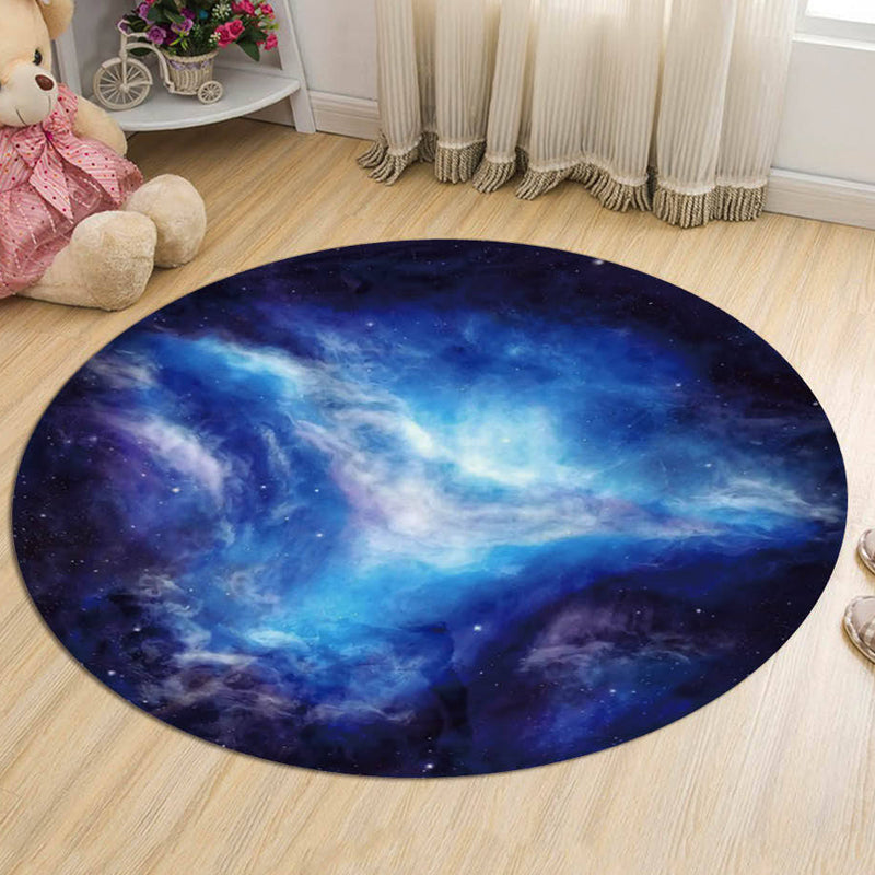 Brehn | Nordic Galaxy Muster Teppich Schwarz und Blau Kinder Teppich Polyester Tierfreundlich Waschbar Teppich für Kinderzimmer
