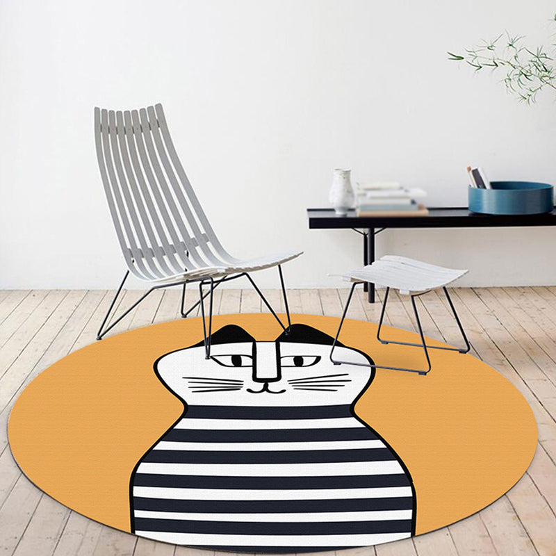 Brehn | Kinder-Schiff-Muster-Teppich Beige und Orange Polyester Teppich Waschbar Haustierfreundlicher Rutschfester Teppich für das Kinderzimmer