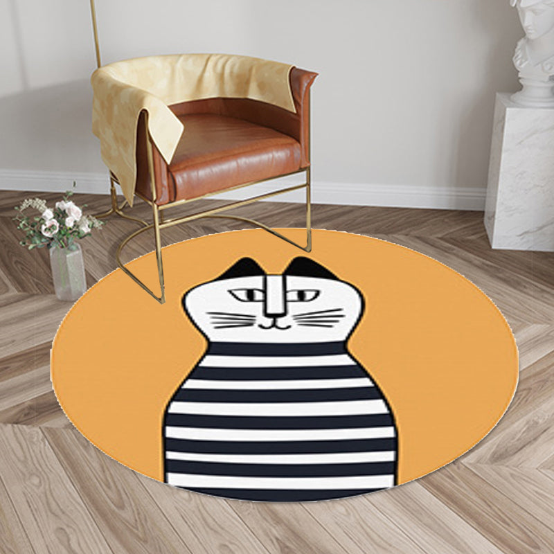 Brehn | Kinder-Schiff-Muster-Teppich Beige und Orange Polyester Teppich Waschbar Haustierfreundlicher Rutschfester Teppich für das Kinderzimmer