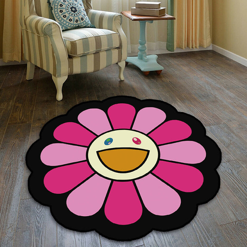 Brehn | Kindermusterteppich Floral Rosa und Grün Polyester Teppich Waschbar Haustierfreundlich Rutschfester Teppich für das Kinderzimmer