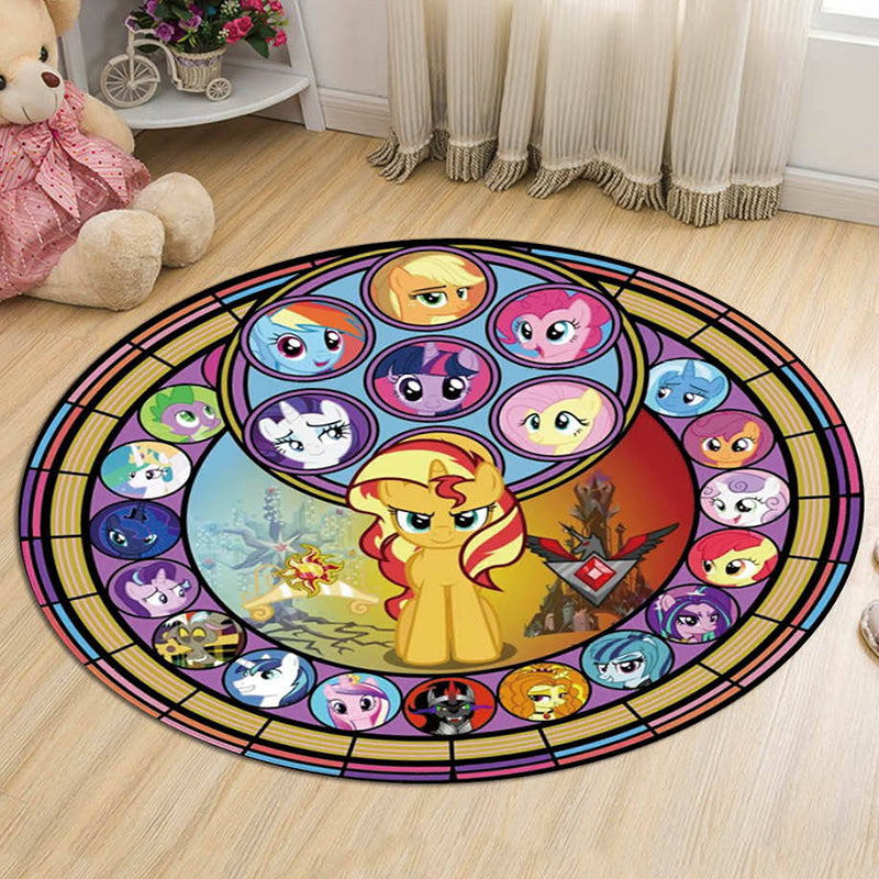 Brehn | Kinder Cartoon Prinzessin Muster Teppich Mehrfarbig Polyester Teppich Waschbar Tierfreundlich Rutschfester Bereichsteppich für Kinderzimmer