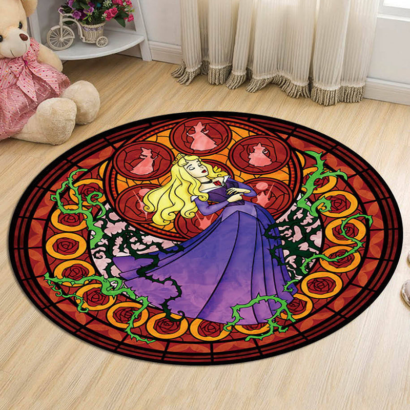 Brehn | Kinder Cartoon Prinzessin Muster Teppich Mehrfarbig Polyester Teppich Waschbar Tierfreundlich Rutschfester Bereichsteppich für Kinderzimmer