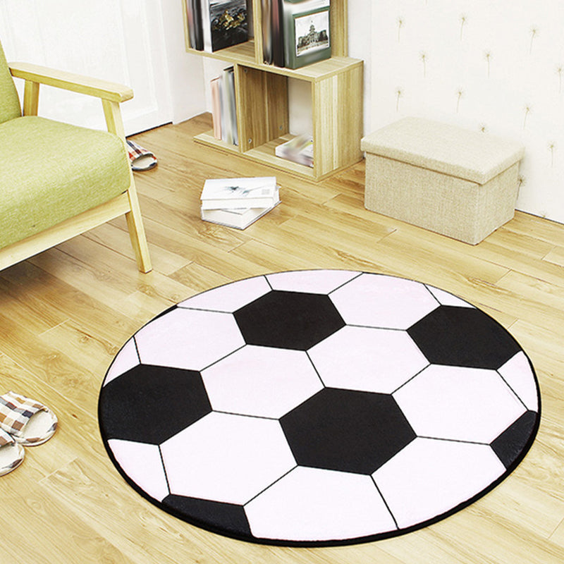 Brehn | Wit en Rood Kinder Tapijt Polyester Basketbal en Voetbal Patroon Tapijt Hondenvriendelijk Wasbaar Antislip Onderzijde Tapijt voor Decoratie