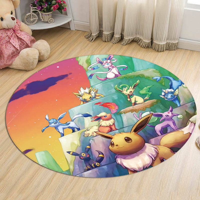 Brehn | Kinder Cartoon Charakter Muster Teppich Multicolor Polyester Teppich Waschbar Haustierfreundlich Rutschfester Bereichsteppich für das Kinderzimmer