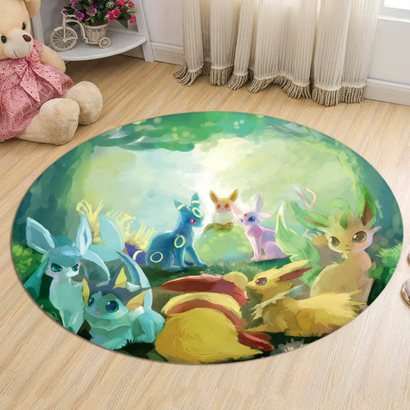 Brehn | Kinder Cartoon Charakter Muster Teppich Multicolor Polyester Teppich Waschbar Haustierfreundlich Rutschfester Bereichsteppich für das Kinderzimmer