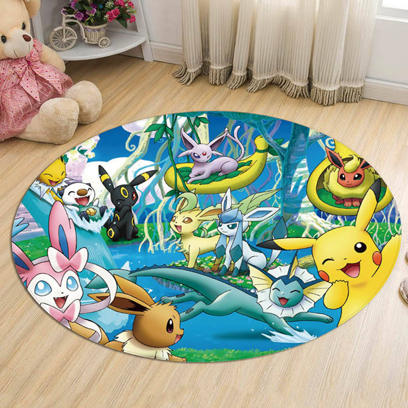 Brehn | Kinder Cartoon Charakter Muster Teppich Multicolor Polyester Teppich Waschbar Haustierfreundlich Rutschfester Bereichsteppich für das Kinderzimmer