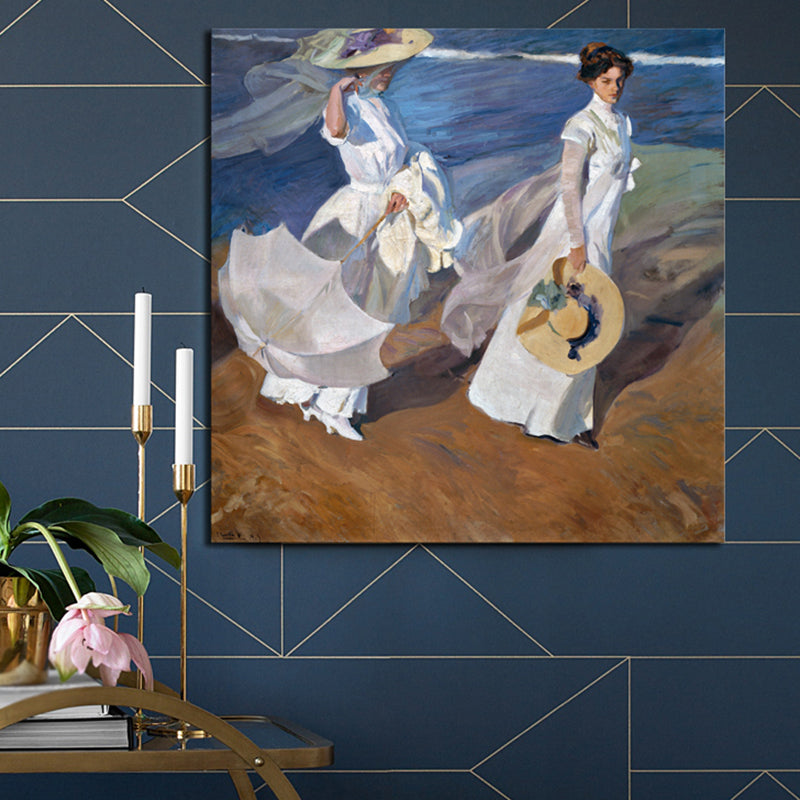 Brehn | Impressionismus Küstenmädchen Kunstdruck Leinwand Helle Farbe Ölgemälde Wanddeko