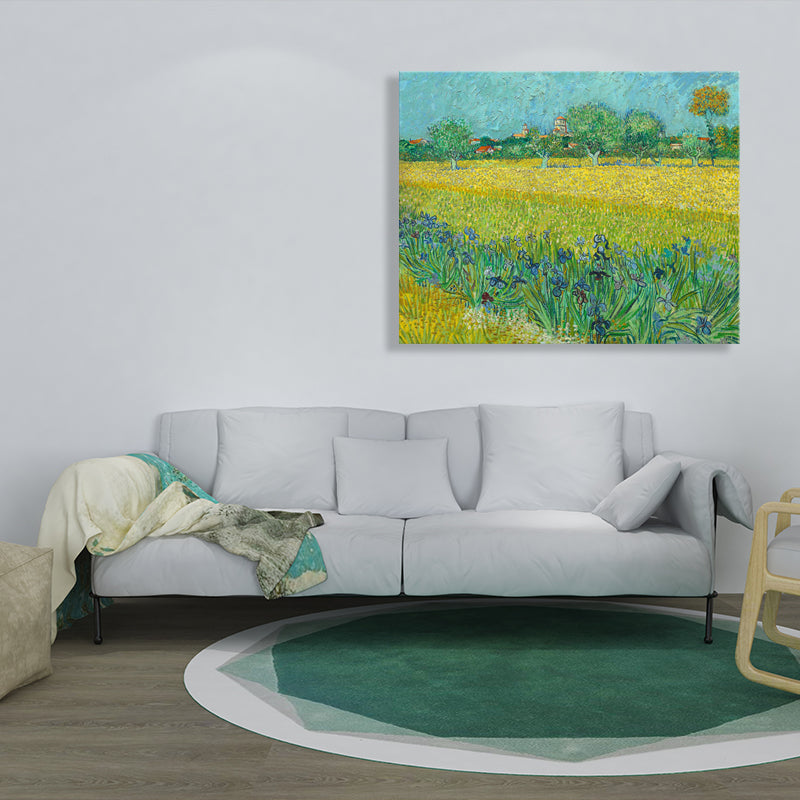 Brehn | Impressionismus Bauernhofszene Leinwand in Grün Texturiert Wandkunst Dekor für Badezimmer