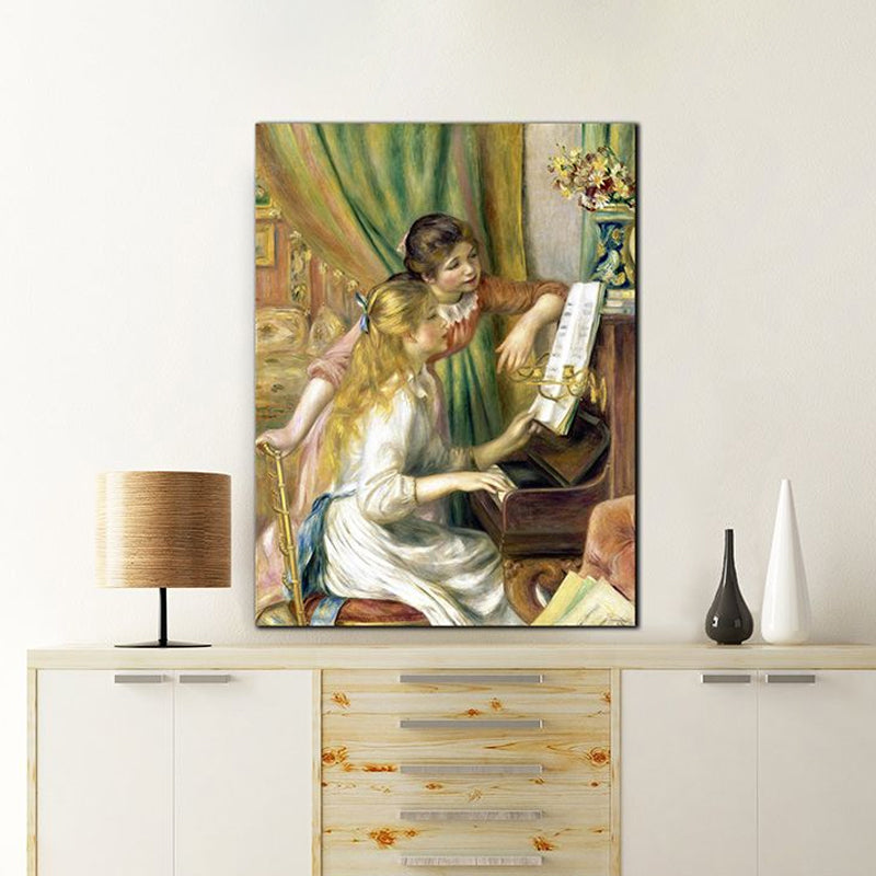 Brehn | Leinwand Texturiert Kunstdruck Impressionismus Stil Klavier und Mädchen Gemälde, Mehrere Größen