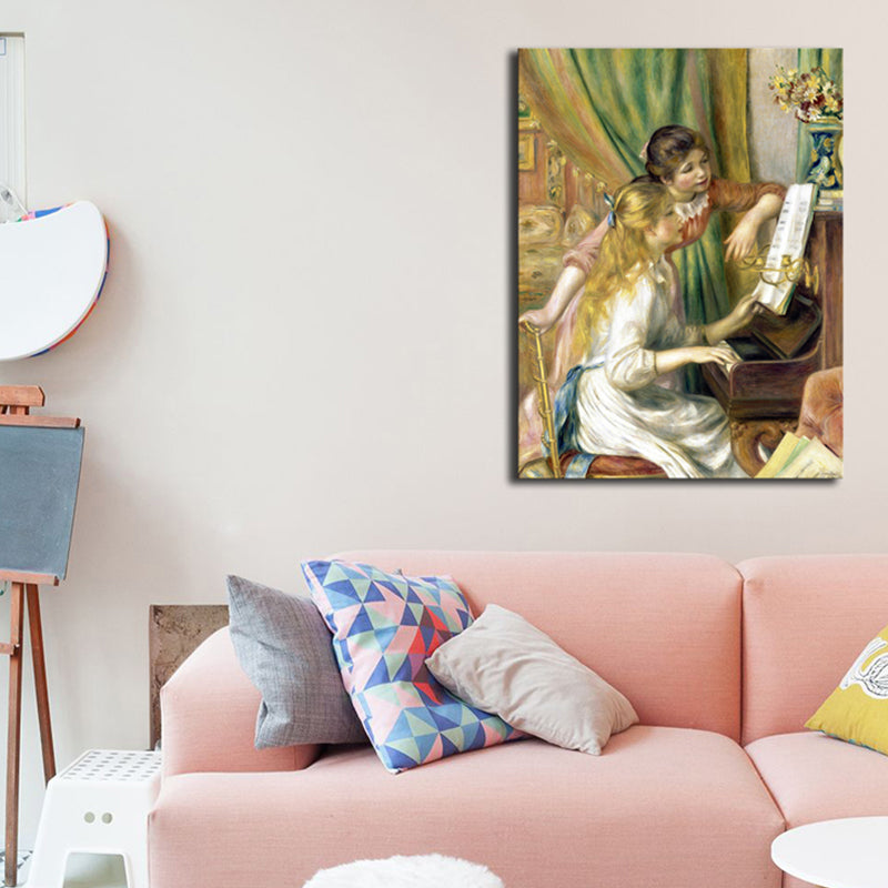 Brehn | Leinwand Texturiert Kunstdruck Impressionismus Stil Klavier und Mädchen Gemälde, Mehrere Größen